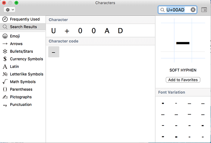 Empty Character on Mac