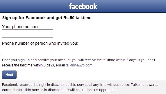 Earn with Facebook - Recharge Rs. 50