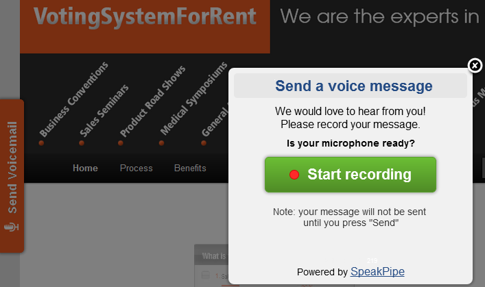 SpeakPipe Voicemail Contact form
